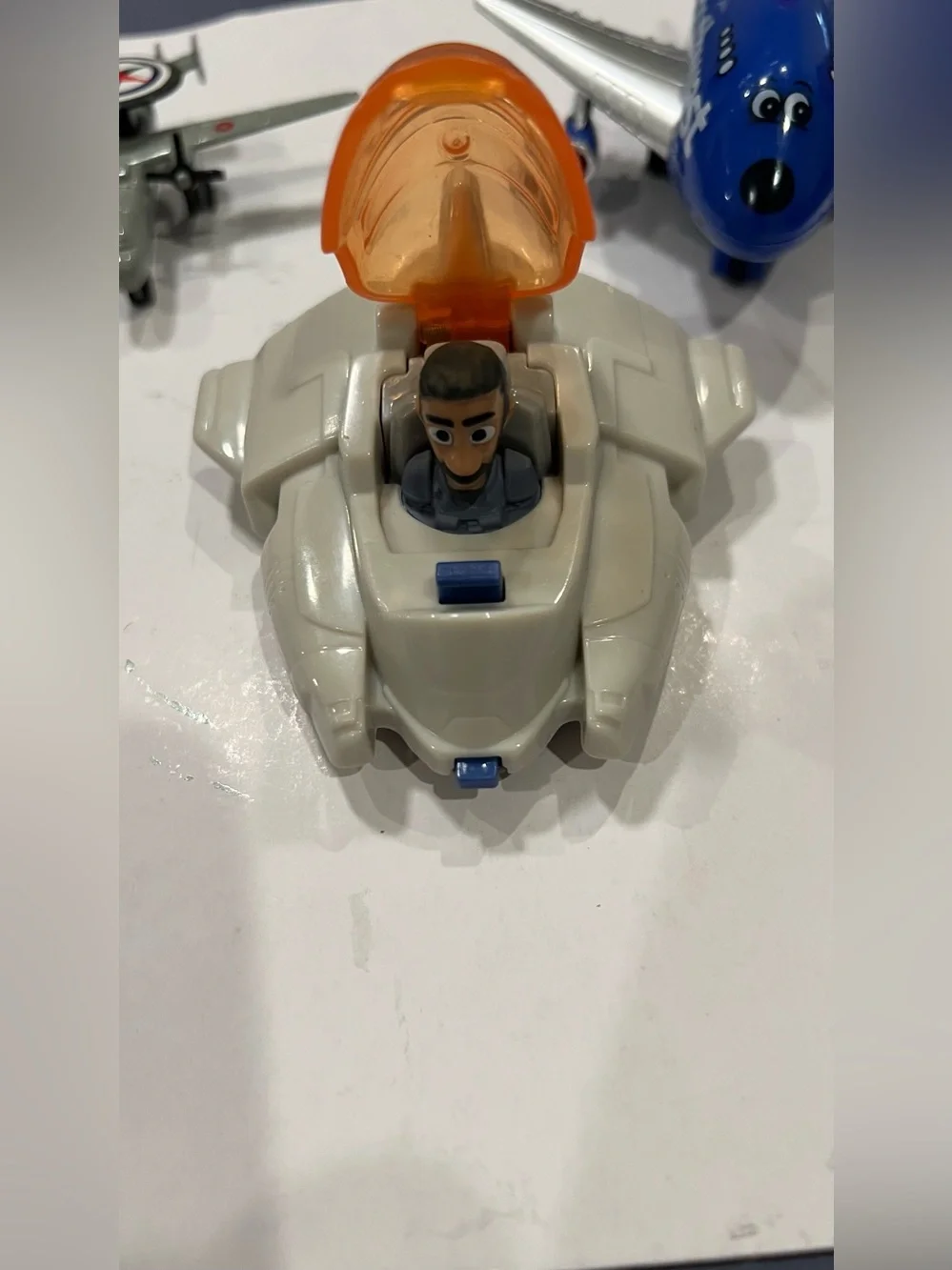 3 Kids Pilot Figure Space Car Toy - White and Orange